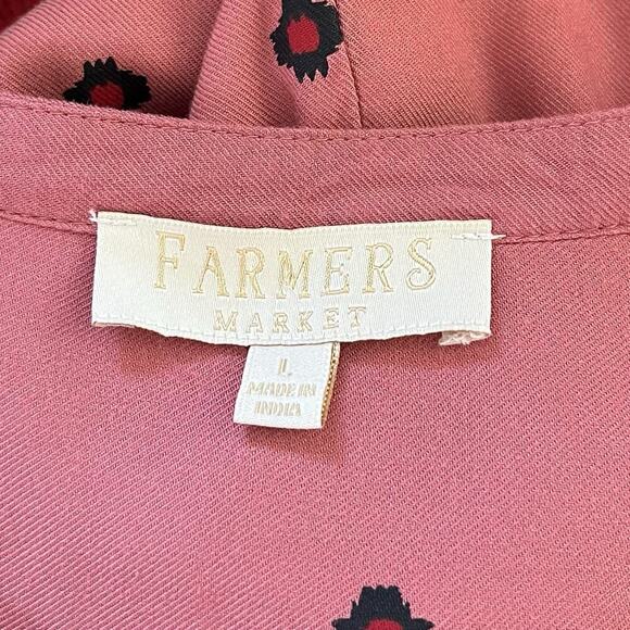 Farmers Market Floral Embroidered Maxi Dress Size L Pink Boho Trad Wife Modest - Picture 7 of 9